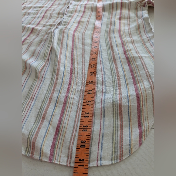 Lauren Ralph Lauren Women's Linen Button Tunic Relaxed Large Striped - Picture 7 of 11